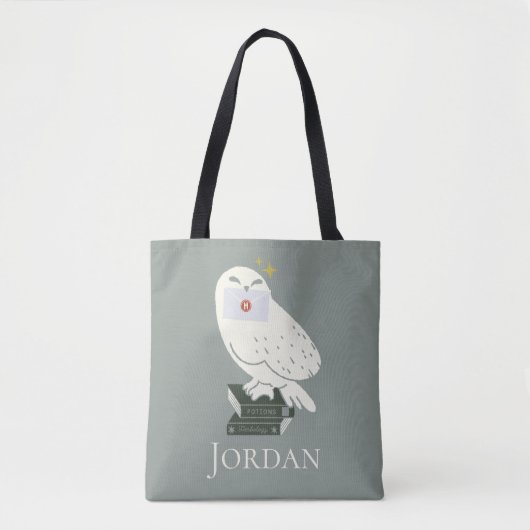 Tote Bag Dessin fantaisiste d'Hedwig avec lettre (Devant)