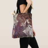 Tote Bag Dessin floral abstrait marron 1 (De près)
