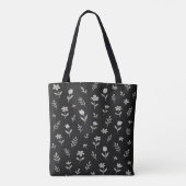Tote Bag Dessin floral noir et blanc (Dos)