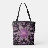 Tote Bag Dessin Mandala Flower noir violet et rose (Dos)