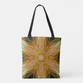 Tote Bag Dessin Mandala Flower orange et vert (Dos)