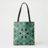 Tote Bag Dessin Mandala Vert bleu et jaune (Devant)