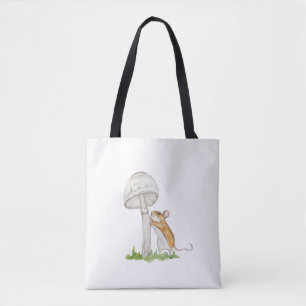Tote Bag Dessin réaliste d'un drôle de mulot et de champign
