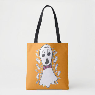 Tote Bag Dessin Rétro Ghost Halloween Vintage Black Orange