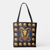 Tote Bag Dessin Zodiaque Capricorne Doré (Dos)