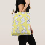 Tote Bag Dessins de ligne d'été moderne sur un monogramme j<br><div class="desc">Dessins en ligne d'images estivales sur un arrière - plan couleur personnalisé ou gardez-vous en jaune ensoleillé. Personnalisez avec vos initiales.</div>