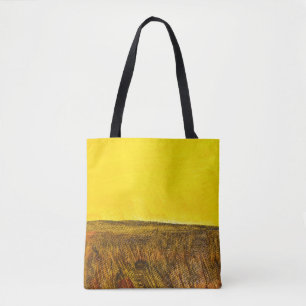 Tote Bag Dessus jaune et fond marron. Paysage Abstrait. F