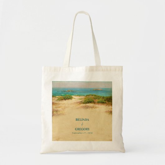 Tote Bag Destination de mariage de plage côtière à l'aquare (Devant)