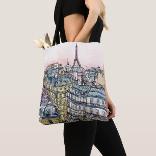 Tote Bag Destinations Aquarelle Tour Eiffel & Paris