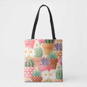 Tote Bag Détaillé succulent, cactus motif sans soudure.