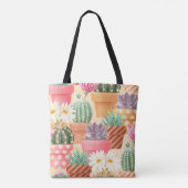 Tote Bag Détaillé succulent, cactus motif sans soudure. (Dos)