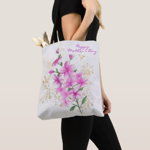 Tote Bag Détails sur les fleurs roses Gold Bonne fête des