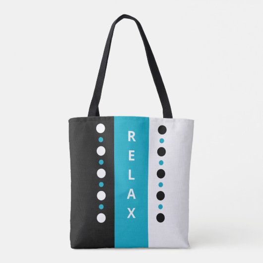 Tote Bag Détendez les points rayures noir blanc & azure (Dos)