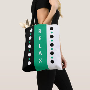 Tote Bag Détendez-vous points rayures noir blanc & vert
