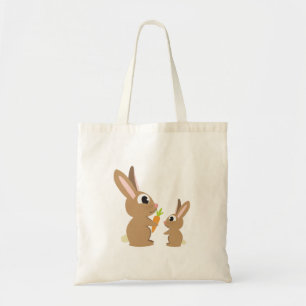 Tote Bag Deux adorables lapins partageant une carotte