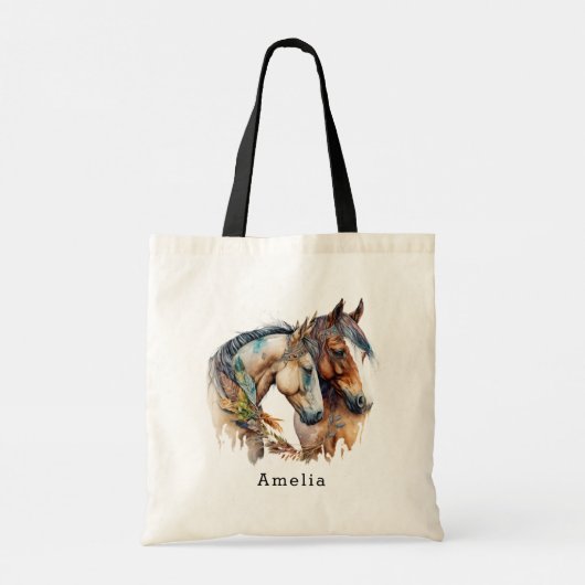 Tote Bag Deux beaux chevaux Boho occidental (Dos)