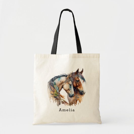 Tote Bag Deux beaux chevaux Boho occidental (Devant)
