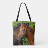 Tote Bag Deux beaux chevaux de châtaignes au soleil (Dos)