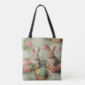 Tote Bag Deux Bonnets De Pâques Adorables Assis Parmi Les F (Dos)