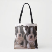Tote Bag Deux chiots de Boston Terrier (Devant)