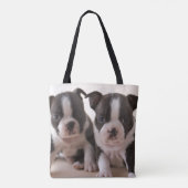 Tote Bag Deux chiots de Boston Terrier (Dos)