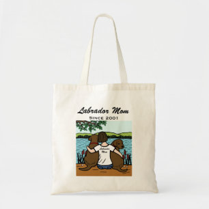 Tote Bag Deux chocolat personnalisé Labradors et maman