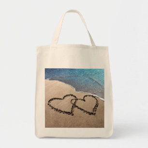 Tote Bag Deux Coeurs Dans La Fourre-tout Du Sable