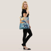 Tote Bag Deux dauphins de saut artistique Coucher de soleil (Sur le modèle)