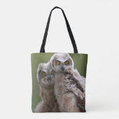 Tote Bag Deux grands hiboux à cornes de bébé (Dos)