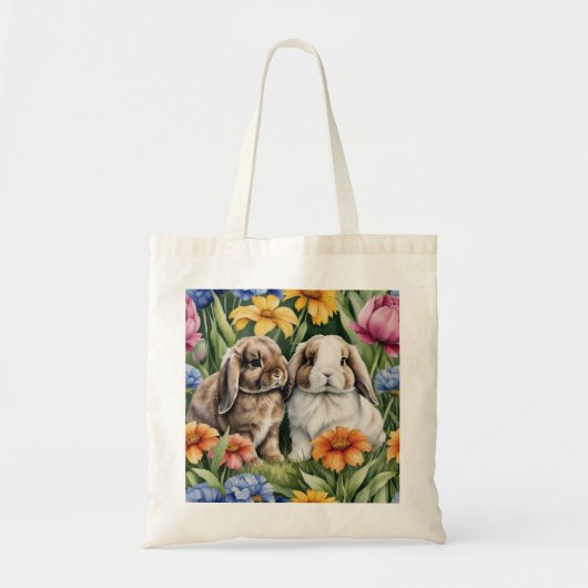 Tote Bag Deux lapins de lapin de lapin de petite lop (Devant)