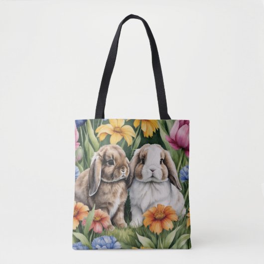 Tote Bag Deux lapins de lapin de lapin de petite lop (Devant)