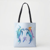 Tote Bag Deux mignons dauphins (Devant)
