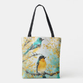 Tote Bag Deux oiseaux assis sur la branche de l'arbre (Dos)