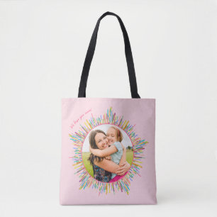 Tote Bag Deux photos Abstrait et coloré texte personnalisé