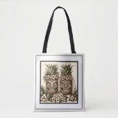 Tote Bag Deux pièces Gay Ananas Tiki Head Mariage rétro (Devant)