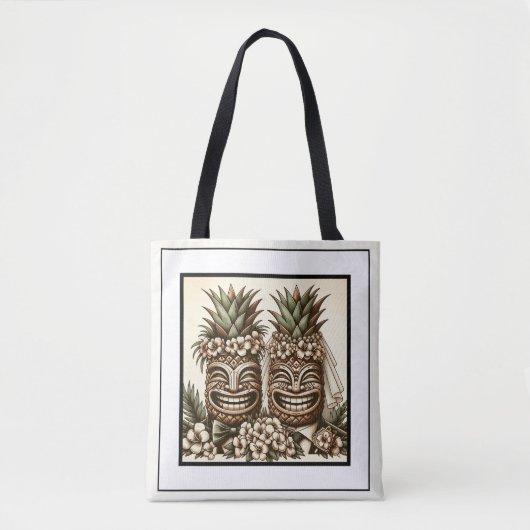 Tote Bag Deux pièces Gay Ananas Tiki Head Mariage rétro (Devant)