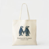 Tote Bag Deux pingouins mignons | Mariage romantique (Devant)