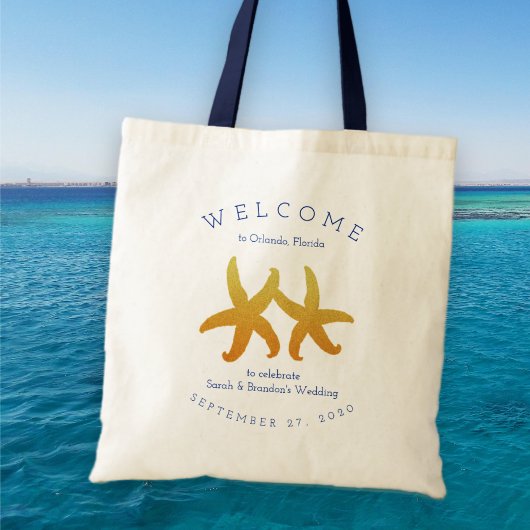 Tote Bag Deux Starfish Destination Mariage Bienvenue Cadeau
