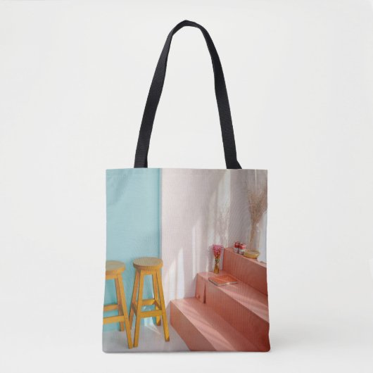 Tote Bag Deux tabourets de bar en bois jaune (Devant)