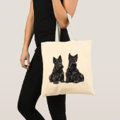 Tote Bag Deux Tériers Écossais Noirs (Devant (produit))