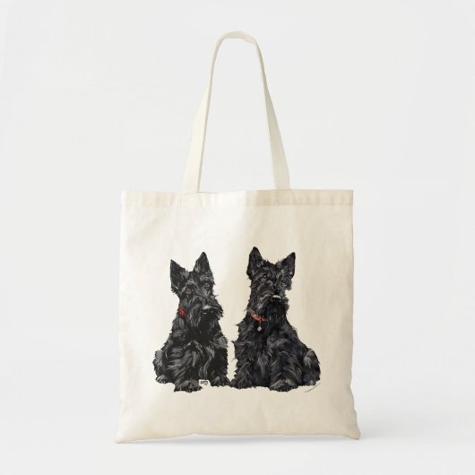 Tote Bag Deux Tériers Écossais Noirs (Devant)