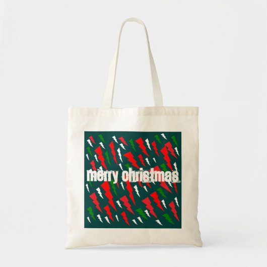 Tote Bag Deux tons vert plus rouge blanc Joyeux Noël (Devant)
