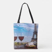 Tote Bag Deux verres de vin en café à Paris (Dos)