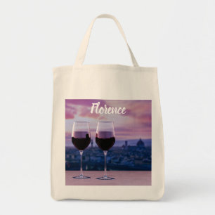Tote Bag Deux verres de vin rouge sur la ligne d'horizon de