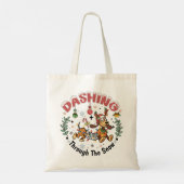 Tote Bag Dévaler la neige - drôle de dachshund - Noël (Dos)