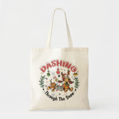 Tote Bag Dévaler la neige - drôle de dachshund - Noël (Devant)