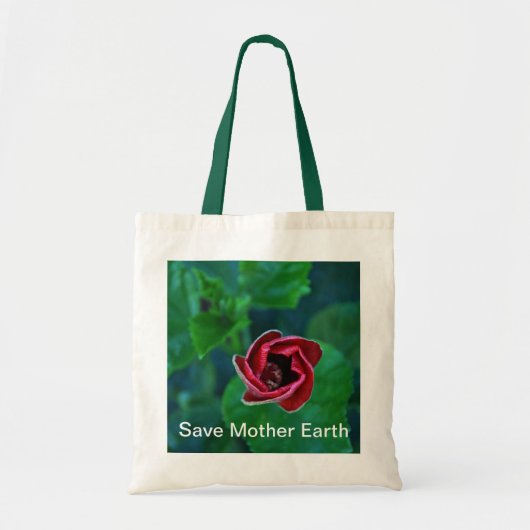Tote Bag Devenez écolo floral "sauvez Terre" (Devant)