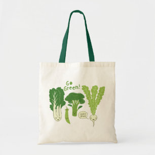 Tote Bag Devenez écolo ! (Vert feuillu !) légume heureux de