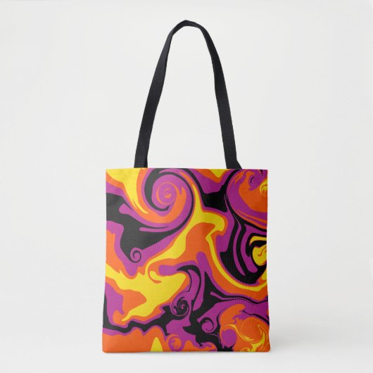 Tote Bag Déversement - orange, noir, rose et jaune (Devant)