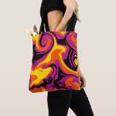 Tote Bag Déversement - orange, noir, rose et jaune (De près)